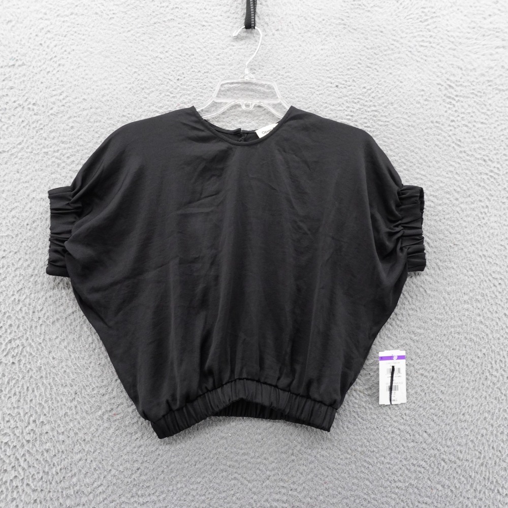 Open Edit Womens Black Cropped Dolman‎ Sleeve Back Cutout Blouse XS NEW